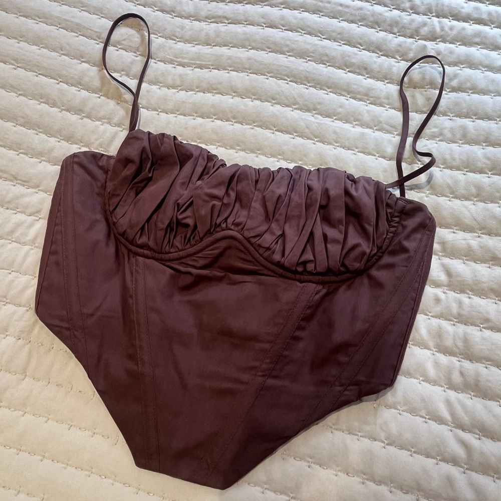 Mistress Rocks House of CB Cropped Corset Top in Brown Size XS